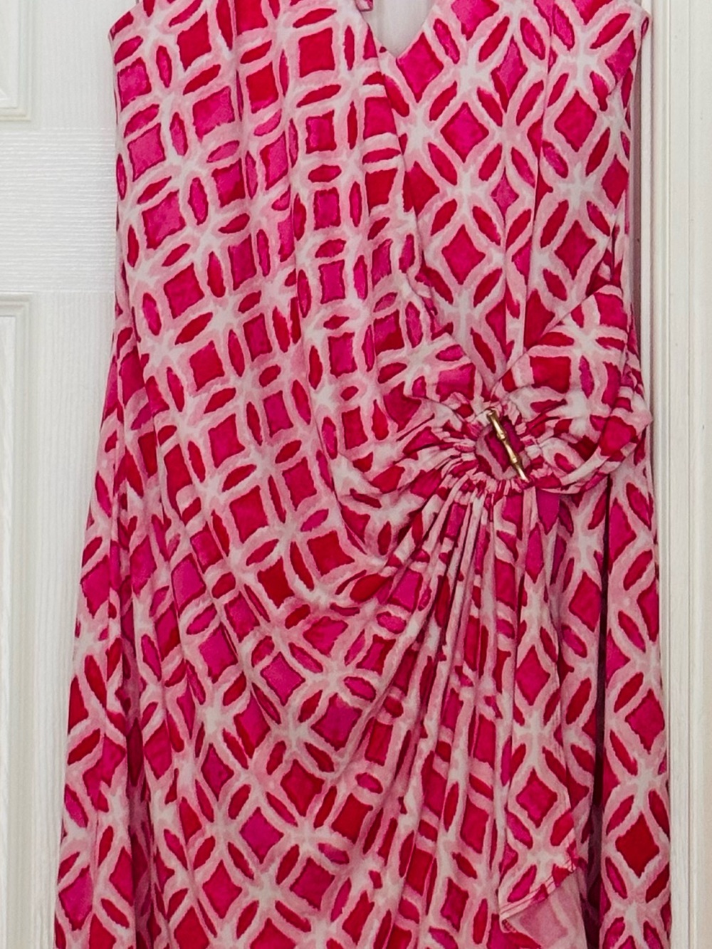 NWT Tommy Bahama Pink and White Geometric Midi Dress
